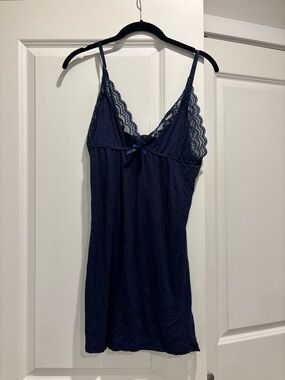 Vintage Navy Lace Trim Slip Dress
